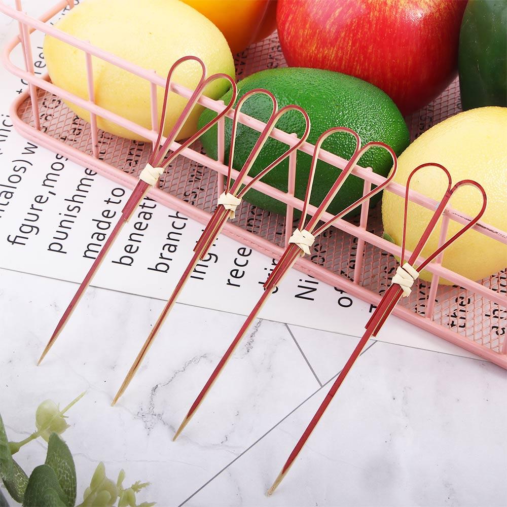 Barbeque Cocktail Bamboo Eco-friendly Decorative Scissor Shaped Toothpick Skewer Sticks Picks