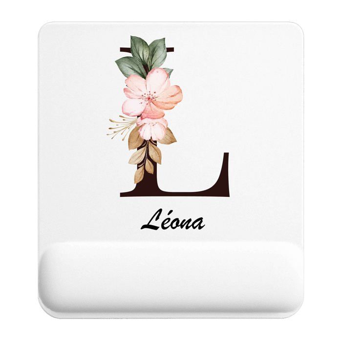 Tapis de souris - PLANETEE - Léona Lettre Fleur - 22x18 cm - Surface lisse antidérapante - Épaisseur 3 mm