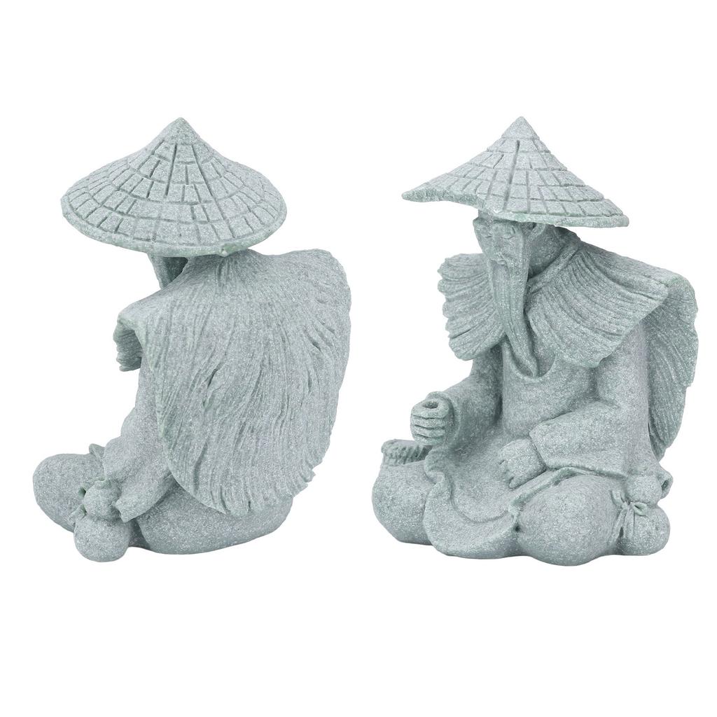 Fisherman Statue Sitting Fishing Old Man Figurine Small Desk Ornament for Cabinet Living Room Office Decoration