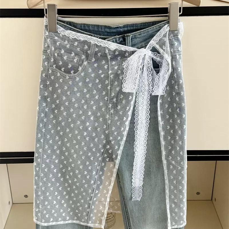 Корейская кружевная вышитая поясная повязка юбка из тюля с многослойным шарфом-аксессуаром