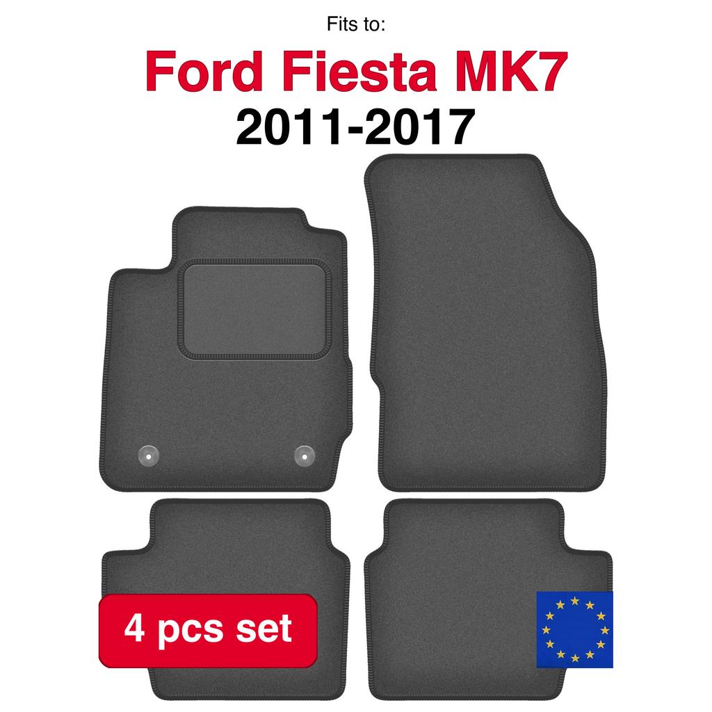 Velour Car Floor Mats, For Ford Fiesta Mk7 Hatchback (2011-2017)