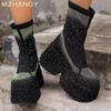 Модные женские ботильоны на платформе с кристаллами на высоком каблуке Desigenr Chunky Shoes Women 2025 Trend Winter Chelsea Boots New Goth Mujer Botas