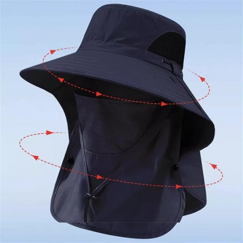 Солнцезащитная шляпа-ведро с защитой шеи, цельная шляпа для рыбалки и походов, дышащая шляпа-ведро с защитой от ветра и большими полями