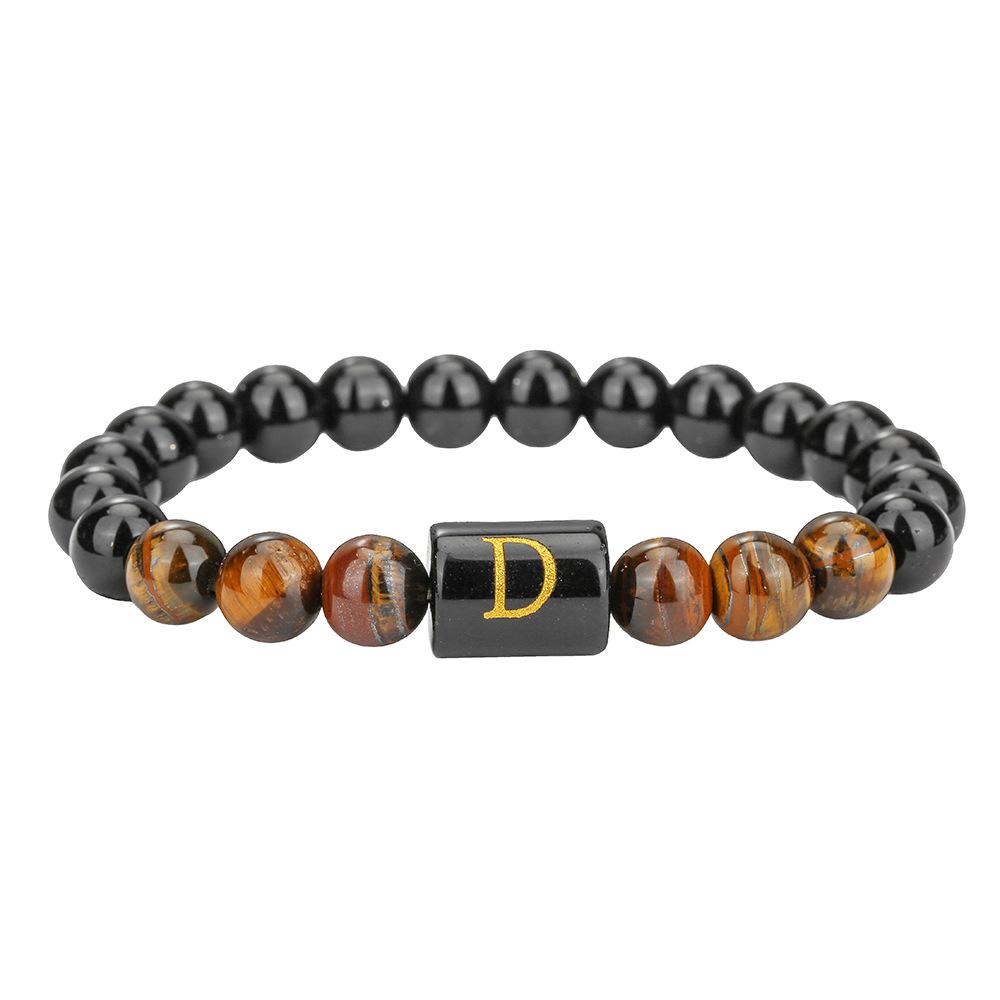 11 English alphabet tiger's eye stone bracelet ins design sense natural stone elastic beaded bracelet