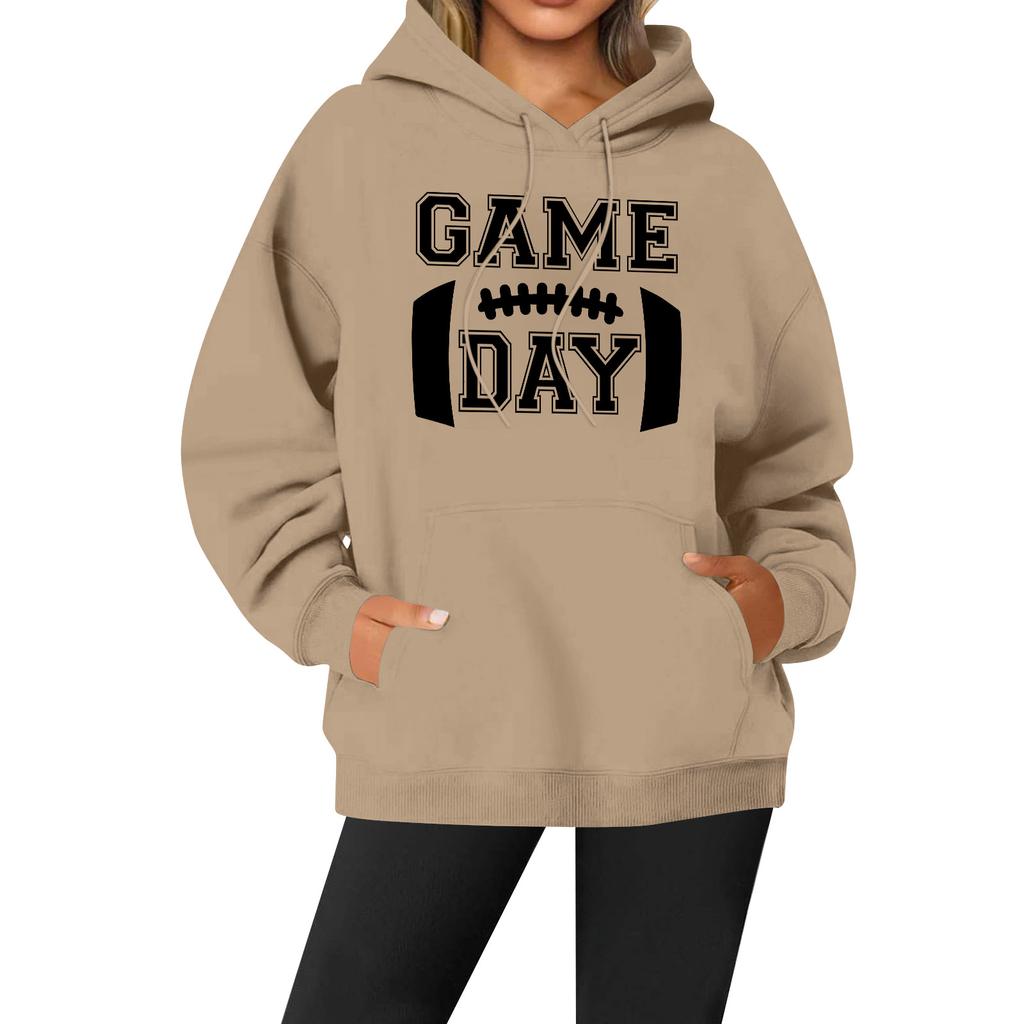 Женская повседневная модная однотонная толстовка с капюшоном и принтом регби с длинными рукавами