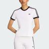 adidas Оригинальная женская футболка с 3 полосками, повседневная, с круглым вырезом, облегающего кроя, с коротким рукавом, топ KD3683