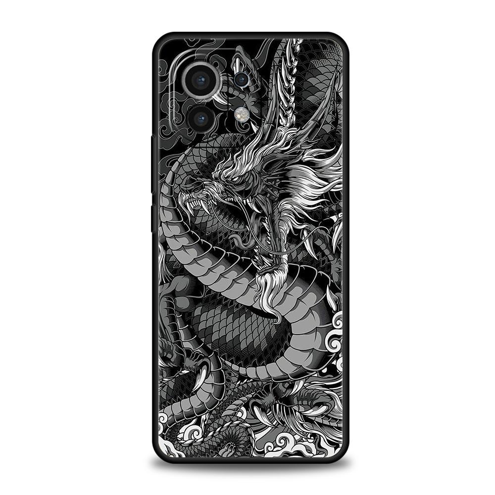 Чехол для телефона Дракон для Xiaomi Mi 15 14 Pro 13 12 11 Lite 5G 10T 11T 12T 13T 14T Poco X6 X5 X4 X3 NFC F3 F4 GT Черный чехол