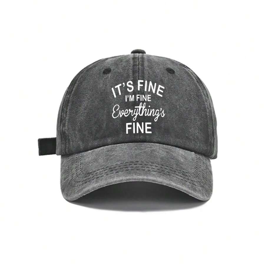 Хлопковая Бейсболка Стираная С Надписью 'I'm Fine Everything's Fine' Регулируемая Задняя Часть Повседневная Уличная Шляпа Для Защиты От Солнца