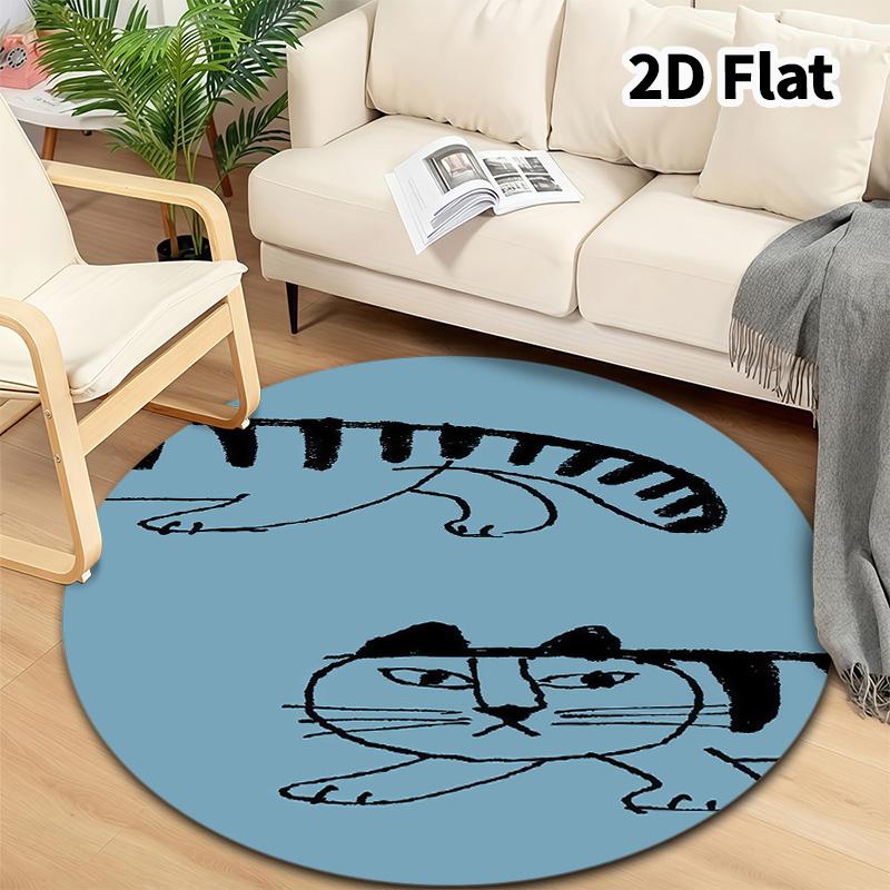 Lisa Larson Round Area Rug Carpet Rug For Living Room Bedroom Sofa Playroom Decor Nonslip Floor Mat