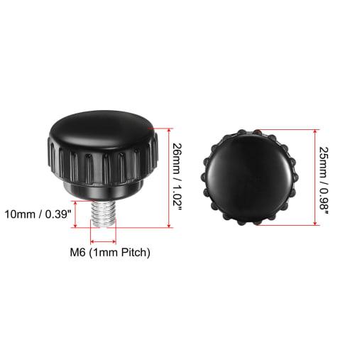 uxcell 12pcs M6 X 10mm Metric Zinc Plated Carbon Steel Knurled Clamping Knobs, Male Thread, Thumb Screw Type, for 25mm Plastic Round Head Threaded Han