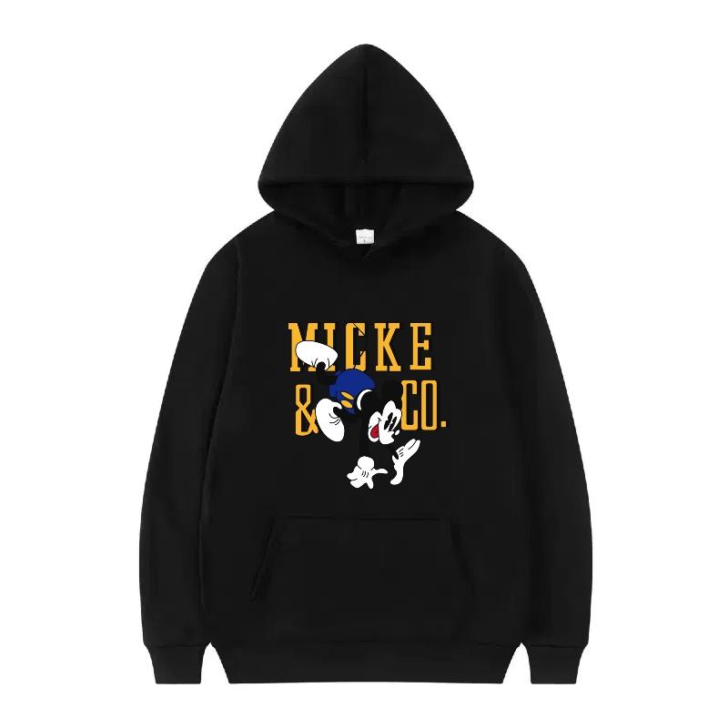 Disney Mickey Mouse Pattern Woman Fleece Casual Loose Black Autumn Tops Clothes Pullovers Ladies Cheap Hoodies Men Sweatshirts
