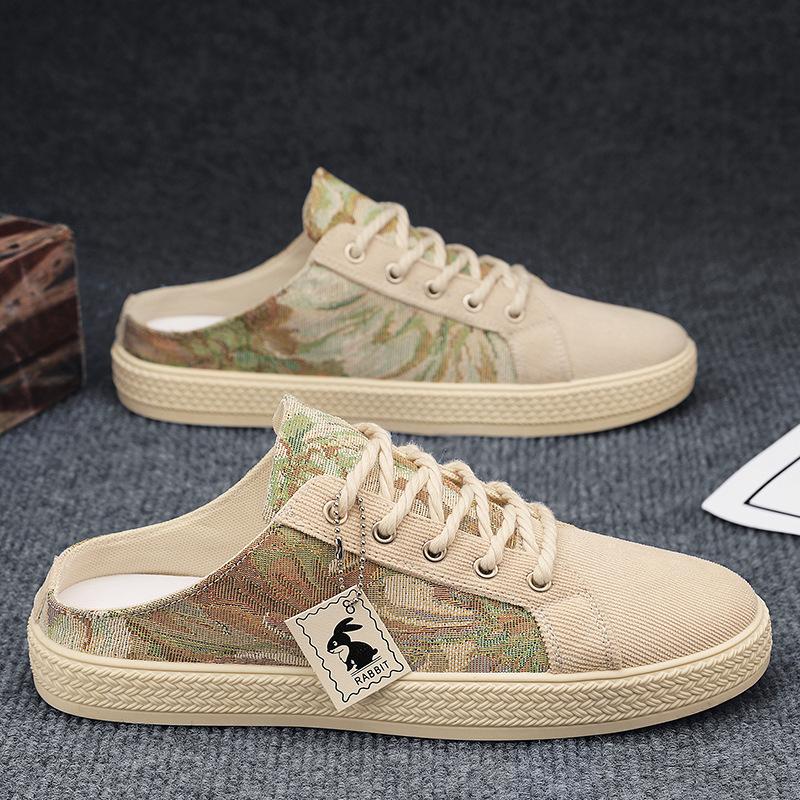 Баотоу, полутапочки, мужские, на одной педали, дышащие, без каблука, тренд, мужская простая обувь