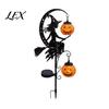 Autumn Home Exterior Decorations Halloween Solar Garden Stake Light, Witch Pumpkin Moon Lantern, Stakes IP44 Waterproof Metal Outdoor Decor