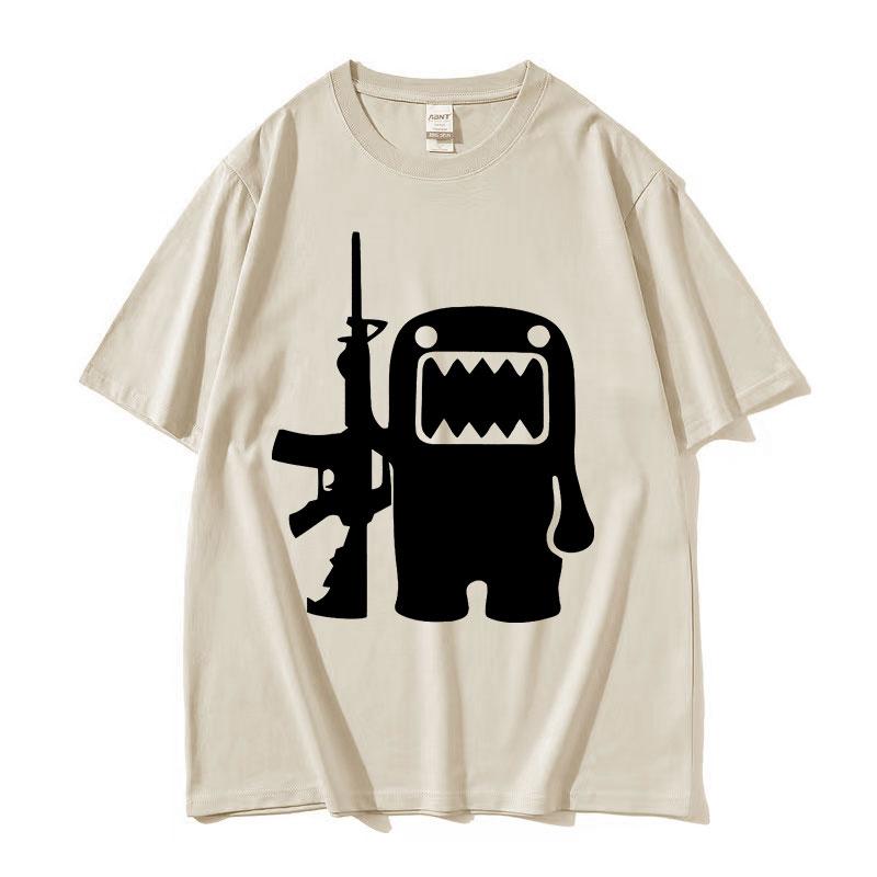 Смешная футболка с графическим принтом Domo Kun AK47 в ретро-стиле для мужчин, с круглым вырезом, высококачественная модная футболка, мужская, 100% хлопок, оверсайз футболки, стритвир