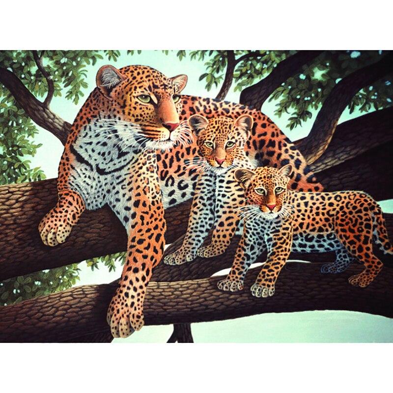 DIY 5D алмазная живопись леопарды Алмазная вышивка лесные животные вышивка крестиком полная круглая дрель из смолы домашний декор художественный подарок