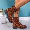 Fashion Women's Shoes 2024 Hot Sale Back Zip Women's Boots Fashion Leopard Print Modern Boots Women New Round Toe Plus Size Ankle Boots