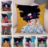 Fashion Abstract Girl Pillowcase Soft Plush Decor Cartoon Flower Lady Cushion Cover for Sofa Home Throw Pillow Case 45x45cm