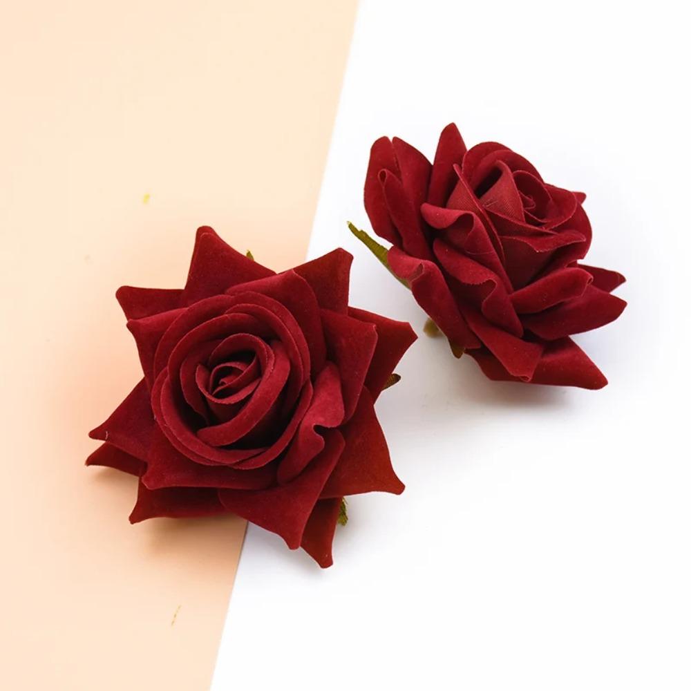 DIY Artificial Roses Flowers 10CM Fake Flowers Silk Roses Head Wreath Scrapbook Supplies