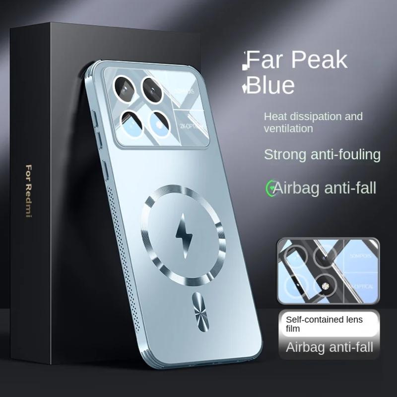 For Magsafe Case for POCO F6 Pro Matte Frosted Shockproof Lens Protection Phone Cover for POCO F6 Pro Wireless Charging Cases