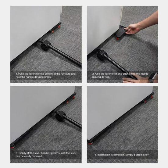 5 шт./компл. Инструмент для подъема и перемещения мебели, Тяжелый мебельный подъемник с 4 колесами, Ролик для бытовой техники, Мебельная тележка-слайдер с рычагом
