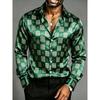 Trendy and Fashionable Men's Luxurious Satin Long Sleeved Shirt with Printed Pattern Design, Suitable for Street Business, Leisu