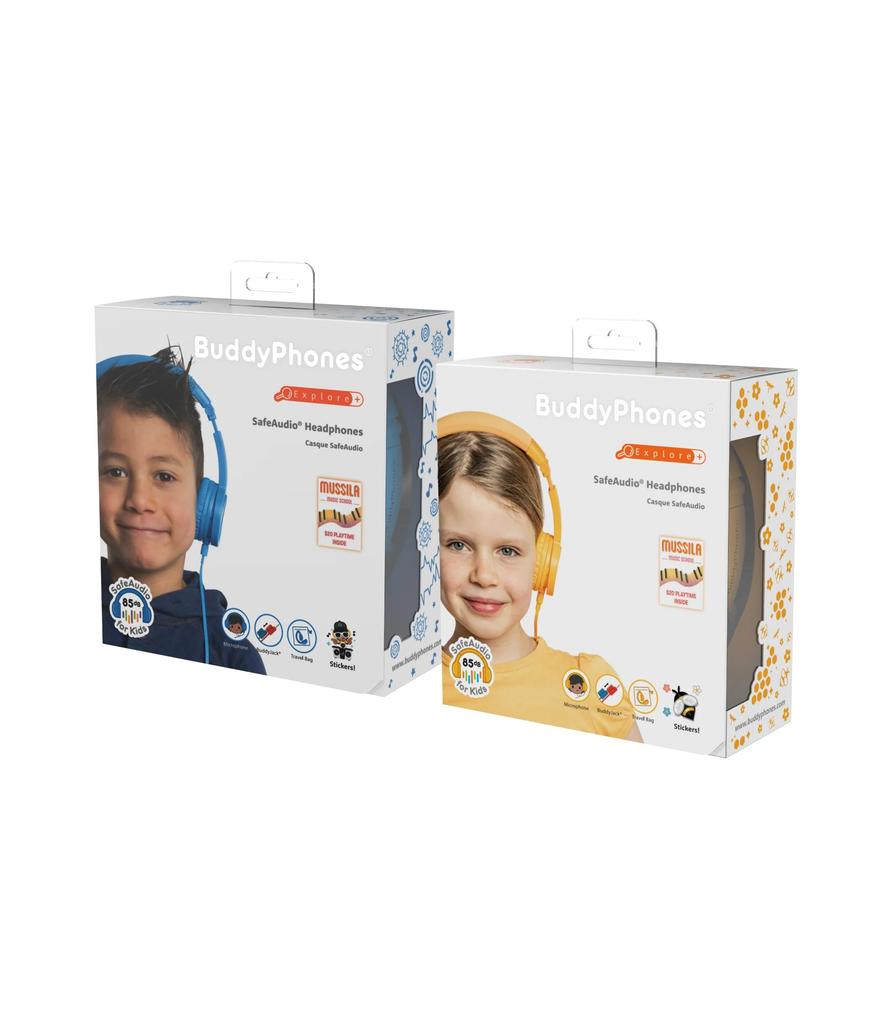 BuddyPhones Foldable with Mic Blue Explore+