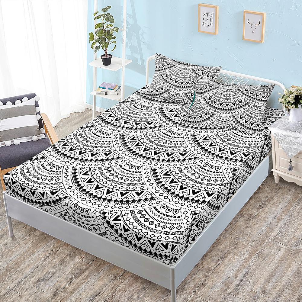 Bohemian Style Sheet Bed Mattress Protector Fashion Bedding Elastic Fitted Sheet Kids Adults Bed Cover Twin Full Queen King Size