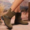 2024 Новый стиль сапог для женщин зимняя мода повседневная ходьба теплые пряжки декоративные модные сапоги до середины икры