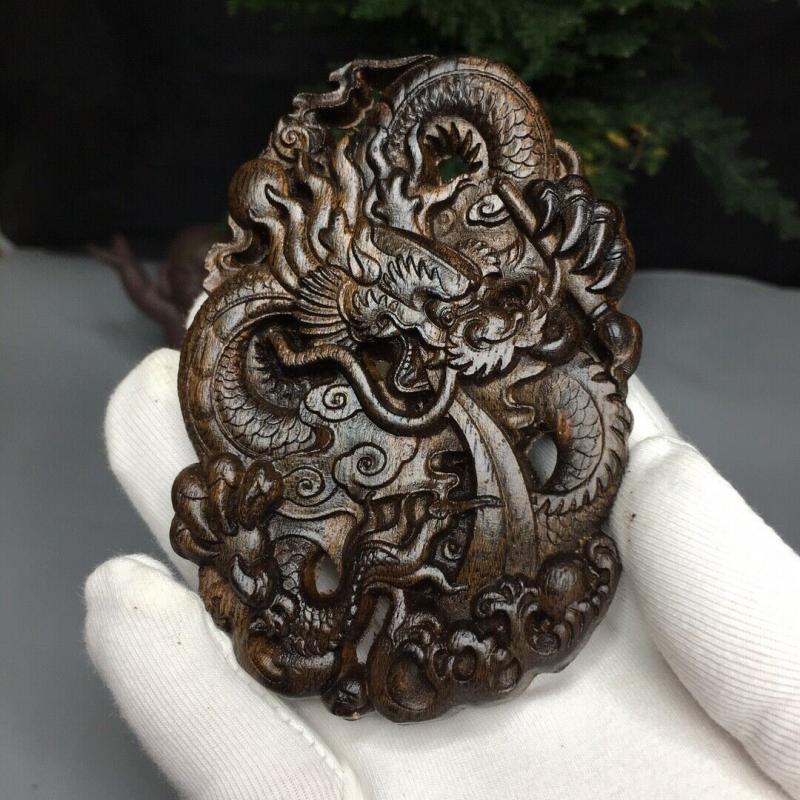 Agarwood Vietnam Exorcism Wooden Statue Dragon Carvings Sculpture Decor Wood Art