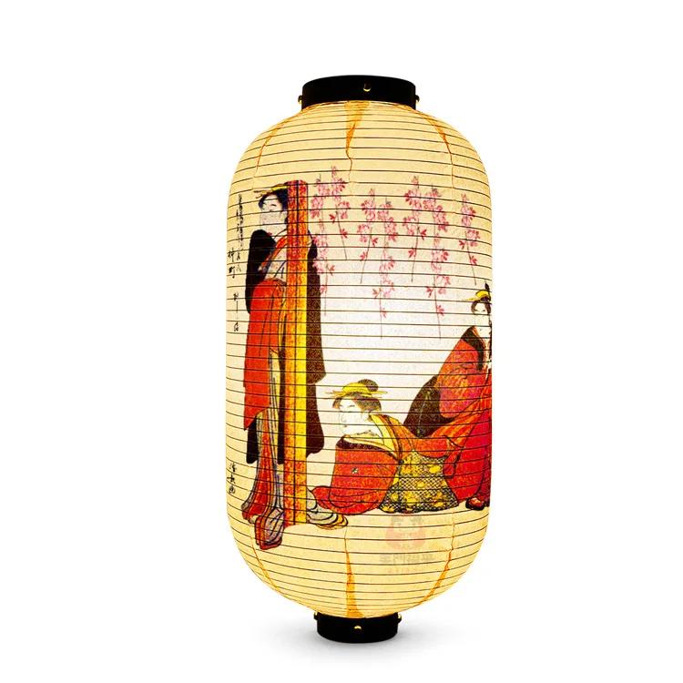 Japanese Style Geisha Pattern Lantern Waterproof Cloth Ukiyo-e Cuisine Restaurant Izakaya Decor Lantern Festival Party Decor