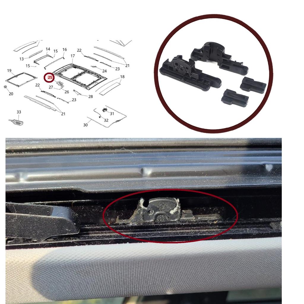 BSR617 MySky Panoramic Sunroof Sunshade Slider Clip Slideway Ceiling Bracket Set for Jeep Renegade BU B1 BV 2014-On 77368445