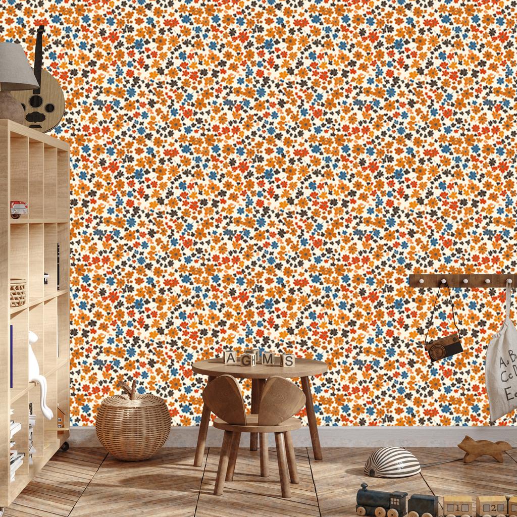 Wallpaper Flowers Cream, Gold and Beige for Living Room and Bedroom 50x1000