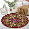Colorful Mandala Floral Pattern Print round rug, living room, bedroom, playroom carpet, non slip floor mat, gift