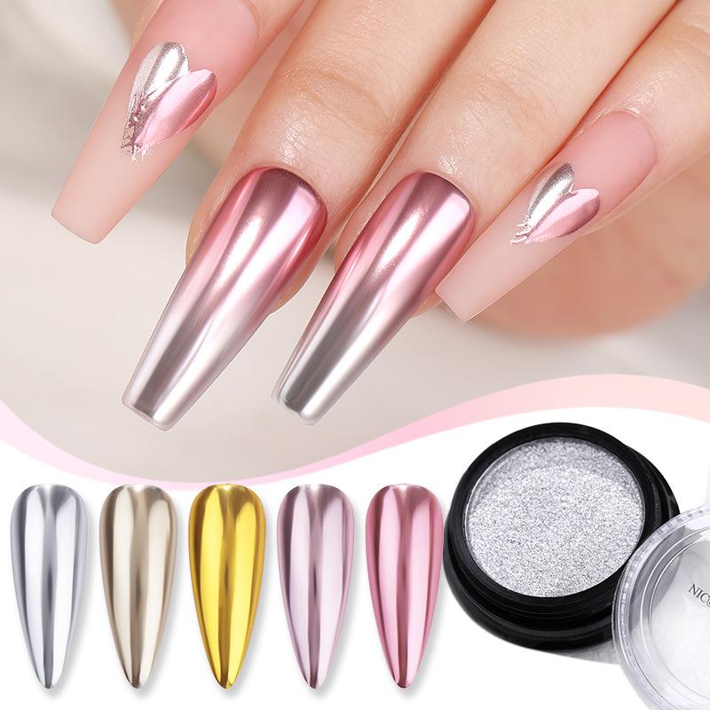 Nicole Diary Nail Art Solid Mirror Powder, Water Corrugated Mirror Flour, Aperture Laser Mirror Powder