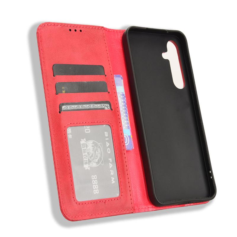 For Samsung Galaxy A55 5G Leather Retro Self-attaching Phone Case Of Galaxy A55 Case Flip Magnetic Wallet Cover