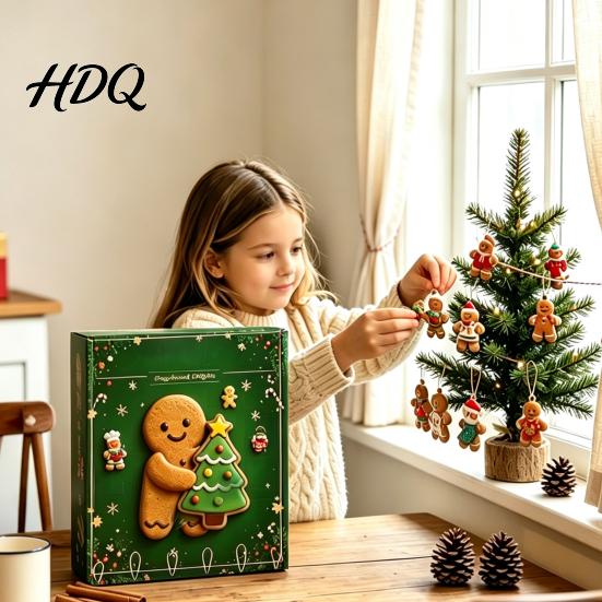 Acrylic Gingerbread Man Decorations 2026 Advent Calendar 24 Day Christmas Countdown Decoration for Tree Hanging Decor Kids Adults Festive