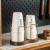 Disposable Cup Storage Holder Rack Shelf Water Tea Cups Wood Dispenser with Longer Stick Mug Display Stand Organizer Supplies