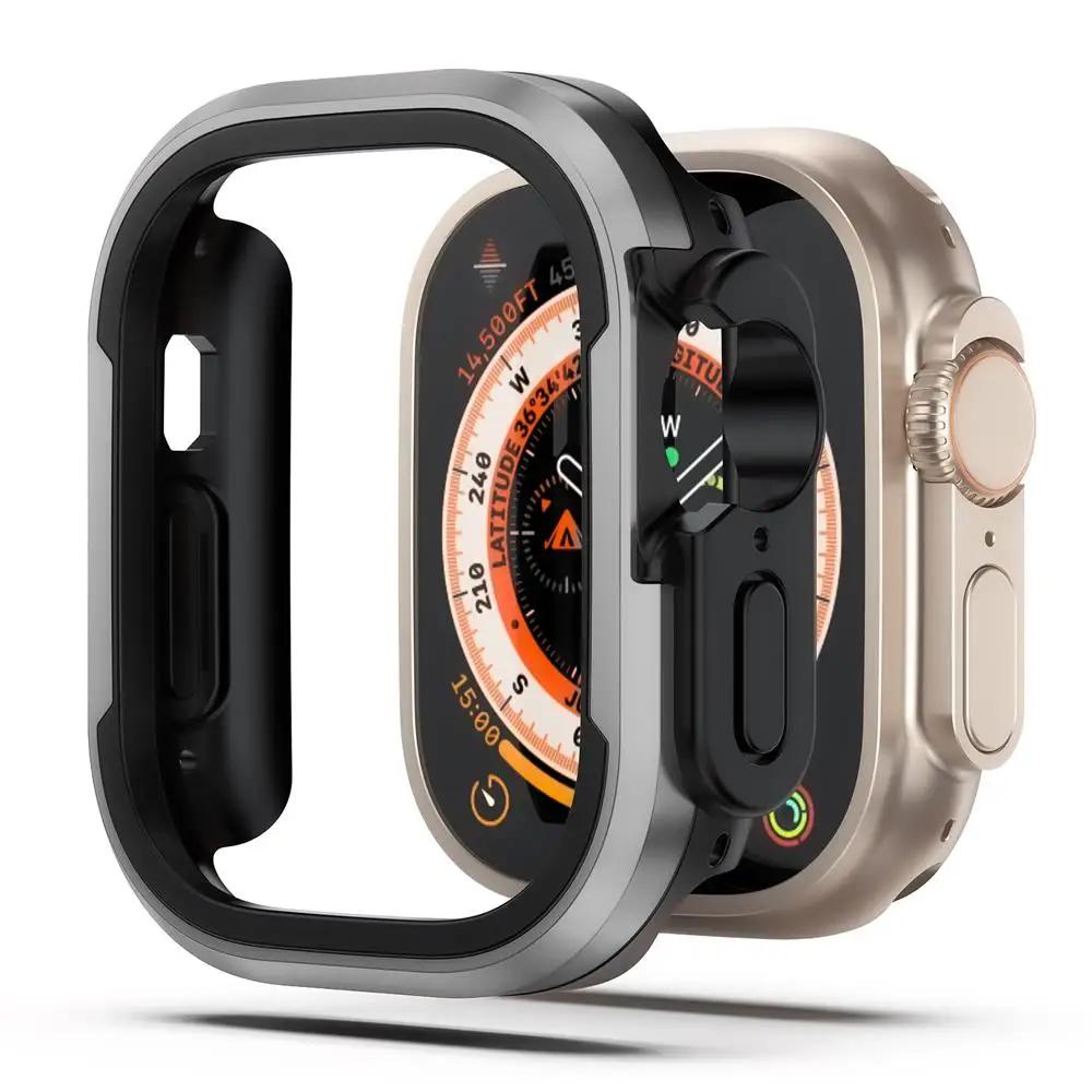 Металлический и ТПУ бампер-чехол со встроенной защитой экрана для Apple Watch Series 9-4 и SE, Подходит для 49мм-40мм