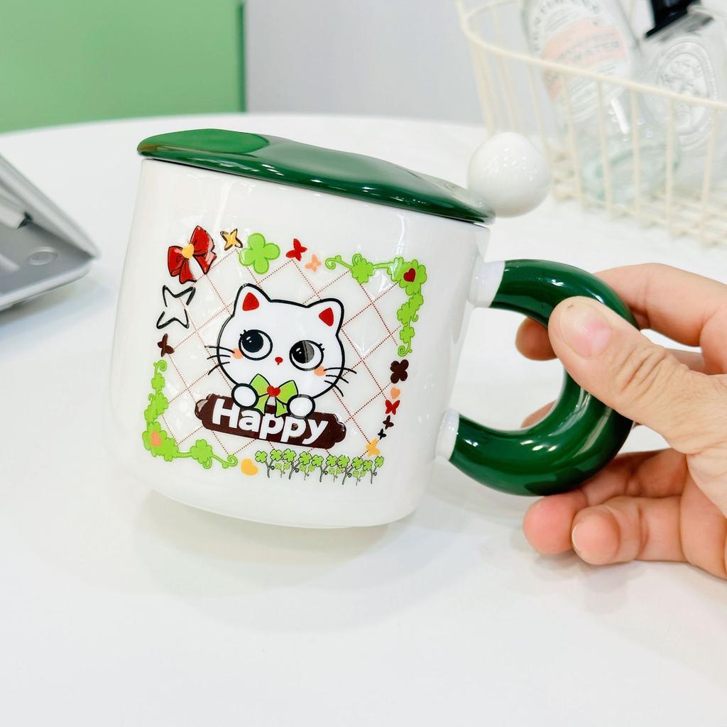 Couple with Lid Water Cup Hat Cute Creative Personality Ceramic Cup High Appearance Large Capacity Mug Set for Home Use