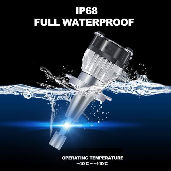 2 шт. Светодиодные лампы для фар Высокая яркость IP68 Водонепроницаемые 10000 лм 6000 К Белый свет H7