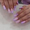 Европа и США новый День святого Валентина 24 шт. нейл-арт, сладкий фиолетовый цвет таро, французский бант, средняя и длинная носимая накладная ногтевая пластина