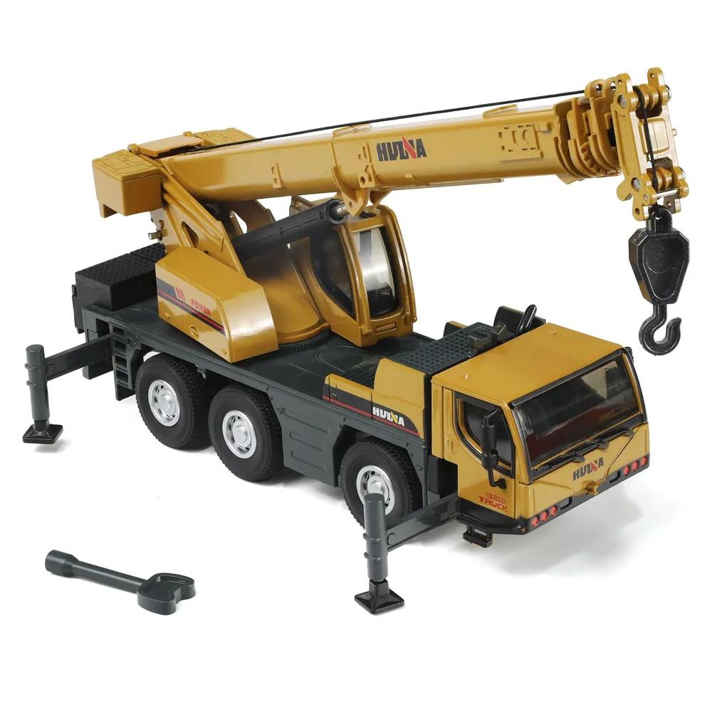 Toy excavator, cast metal backhoe loader, bulldozer, scale 1 / 50, construction equipment, decorative toy, gift for boys (excavator - yellow)