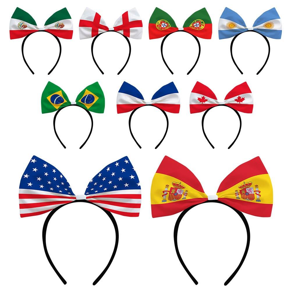 New football match flag bow headband, fan supporter international tournament soccer headwear headband