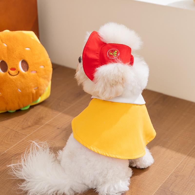 Cute Sailor Dog Cape with Matching Hat Navy Blue Pet Cloak with Sailor Collar Pet Costume for Bichon Pomeranian Teddy