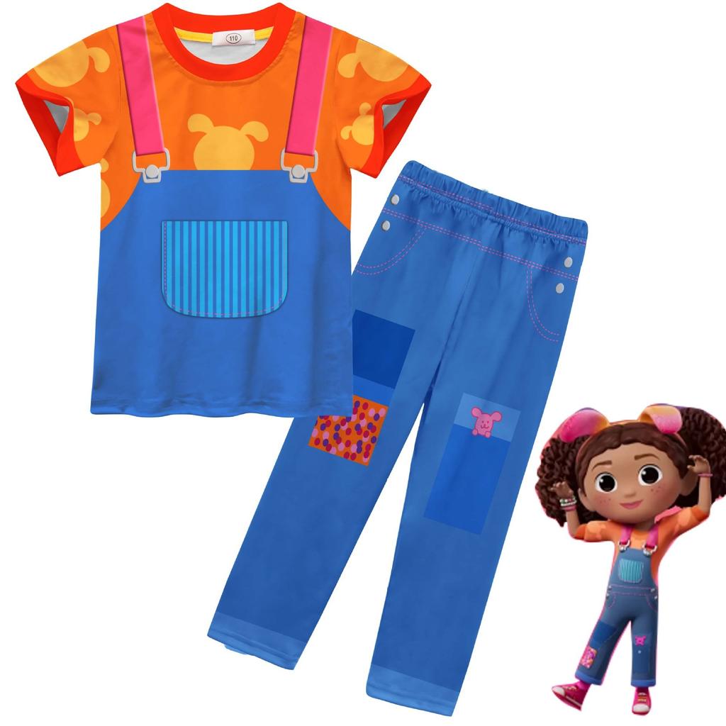 Anime Karma's World Cosplay Costume Kids Karma Grant Cartoon Printed T‑Shirt Pants Girl Birthday Party Outfit Halloween Dress Up