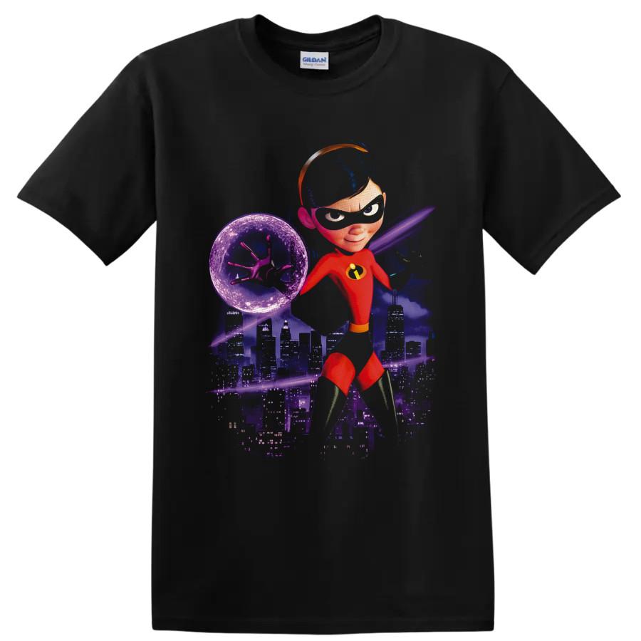 Violet Parr Superhero T Shirt w/ Force Field Cityscape Movie Tee Fan Art