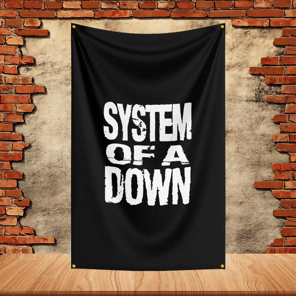 Флаг-Баннер Группы System Of A Down, Полиэстер, Печатный Флаг, Гобелен для Украшения Сада, Гаража, Флаг для Концерта