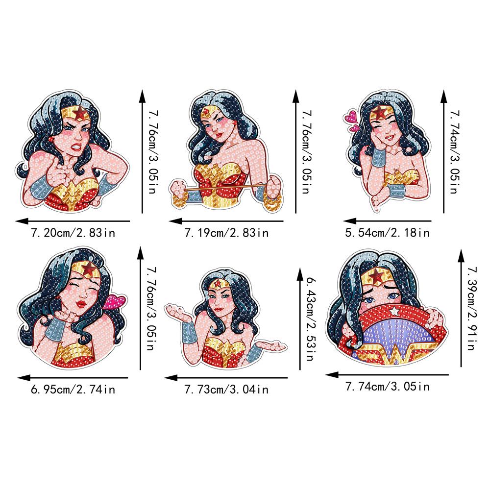 6pcs/Set Female Hero Series Diamond Painting Magnets for Refrigerator Diamond Art Fridge Magnets for Adults Diamond Art Refrigerator Magnets Kits