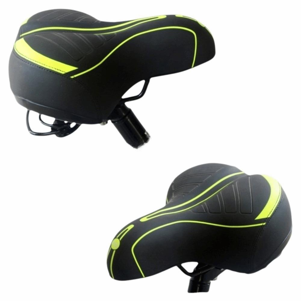 Black and Green Bike Seat PU Leather Bike Saddle Durable Bike Seat Cushion  Exercise Bike
