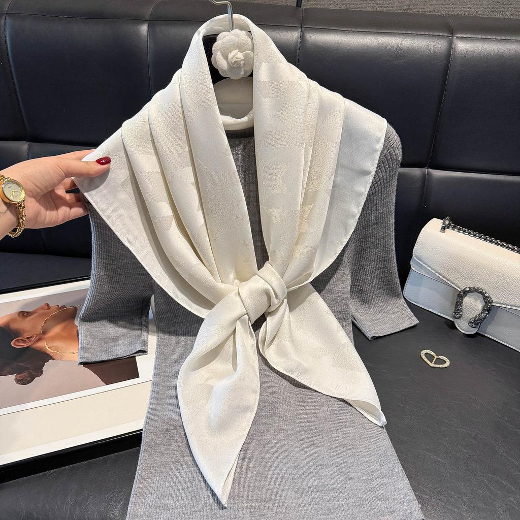 Fashion 90 Square Scarf Women'S Thousand Bird Grid Scarf Middle Eastern Headscarf Versatile Day Silk Cotton Silk Scarf Retro